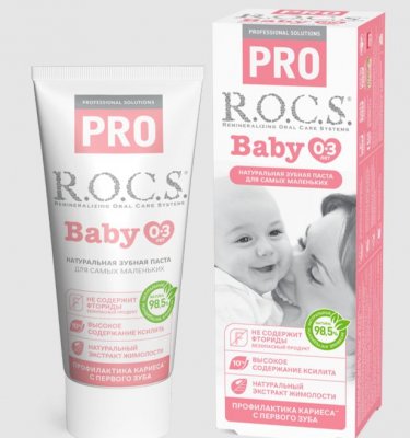 Купить рокс (r.o.c.s) зубная паста для детей про беби минеральная защита и нежный уход, 45г в Арзамасе