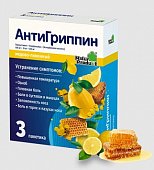 Купить антигриппин, порошок для приготовления раствора для приема внутрь, медово-лимонный 500мг+10мг+200мг, пакетики 5г, 3 шт в Арзамасе