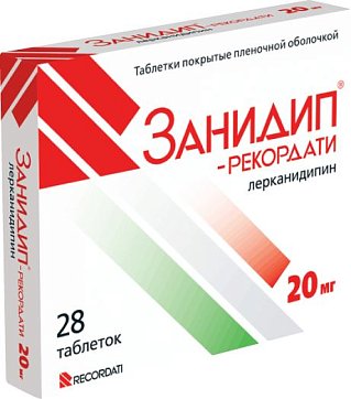 Занидип-Рекордати, таблетки, покрытые пленочной оболочкой 20мг, 28 шт