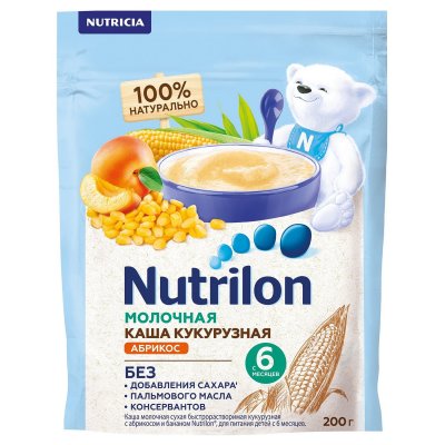 Купить nutrilon (нутрилон) каша молочная кукурузная с абрикосом с 6 месяцев, 200г в Арзамасе