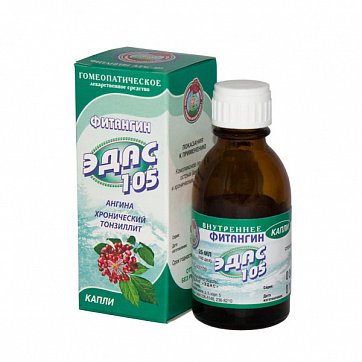 Эдас-105 Фитангин (ангина), капли для приема внутрь гомеопатические, 25мл Эдас-105 Фитангин (ангина), капли для приема внутрь гомеопатические, 25мл