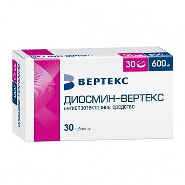 Диосмин-Вертекс, таблетки, покрытые пленочной оболочкой 600мг, 30 шт Диосмин-Вертекс, таблетки, покрытые пленочной оболочкой 600мг, 30 шт