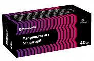 Купить аторвастатин медисорб, таблетки покрытые пленочной оболочкой 40 мг, 60 шт в Арзамасе