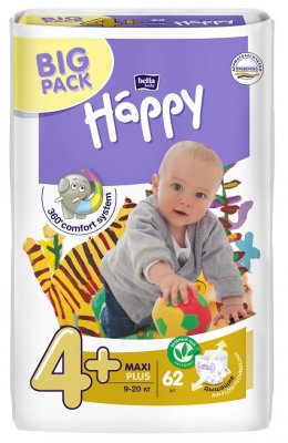 Купить bella baby happy (белла) подгузники 4+ макси+ 9-20кг 62 шт в Арзамасе