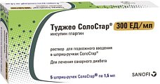 Купить туджео солостар, раствор для подкожного введения 300 ед/мл, картридж 1,5мл+шприц-ручка солостар, 5шт в Арзамасе