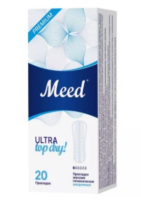 Купить meed ultra top dry (мид) прокладки ежедневные ультратонкие усеченные, 20 шт в Арзамасе