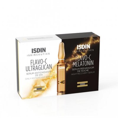 Купить isdin isdinceutics (исдин) набор: сыворотка для лица ночная 10шт+дневная flavo-c melatonin, ампулы 2мл, 10шт в Арзамасе