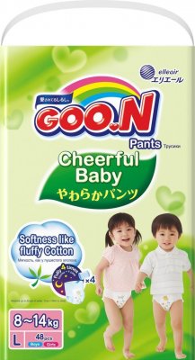 Купить goo.n (гуун) подгузники-трусики cheerful baby l 8-14кг 48 шт в Арзамасе