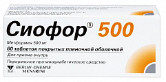 Купить сиофор 500, таблетки, покрытые пленочной оболочкой 500мг, 60 шт в Арзамасе