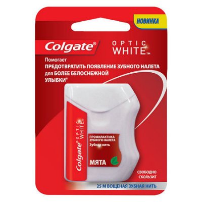 Купить колгейт (colgate) зубная нить optic white, 25 м в Арзамасе