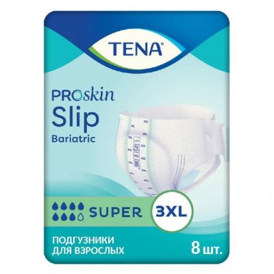 Купить tena (тена) подгузники proskin slip bariatric super размер 3xl, 8 шт в Арзамасе