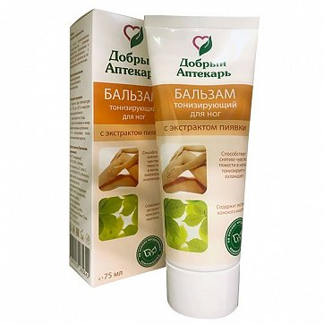 Добрый Аптекарь, бальзам для ног тонизирующий с экстрактом пиявки, 75мл Добрый Аптекарь, бальзам для ног тонизирующий с экстрактом пиявки, 75мл