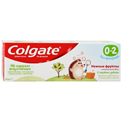 Купить колгейт (colgate) зубная паста детская без фтора с 0-2 лет нежные фрукты, 40мл в Арзамасе