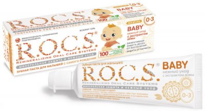 Купить рокс (r.o.c.s) зубная паста для детей бейби нежный уход. с экстракт айвы 0-3лет, 45мл в Арзамасе
