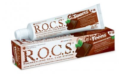 Купить рокс (r.o.c.s) зубная паста тинс шоколадный мусс 74г в Арзамасе