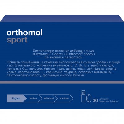 Купить orthomol sport (ортомол спорт), саше (питьевая бутылочка+таблетка), 30 шт бад/на 30 дней в Арзамасе