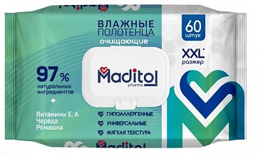 Maditol Pharma (Мадитол), полотенца влажные очищающие, 60 шт Maditol Pharma (Мадитол), полотенца влажные очищающие, 60 шт
