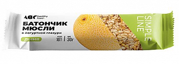 Батончик-мюсли дыня в йогуртовой глазури ABC Healthy Food 30г Батончик-мюсли дыня в йогуртовой глазури ABC Healthy Food 30г