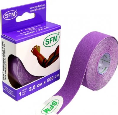Купить лента (тейп) кинезиологическая sfm-plaster на хлопковой основе  2,5см х 5м фиолетовый в Арзамасе