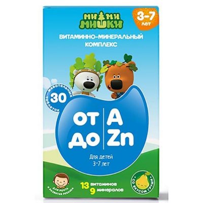 Купить ми-ми-мишки витаминно-минеральный комплекс для детей 3-7лет от a до zn, таблетки 30 шт бад в Арзамасе