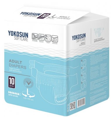 Купить yokosun (йокосан) подгузники на липучках для взрослых размер l, 10шт (объем 100-150см) в Арзамасе