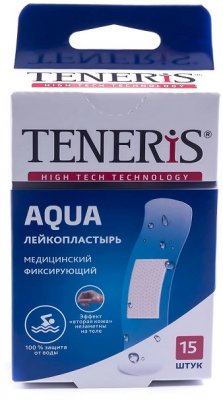 Купить пластырь teneris aqua (тенерис) водостойкий фиксирующий полимерная основа, 15 шт в Арзамасе