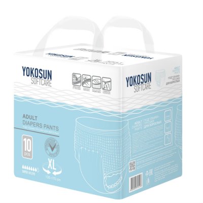 Купить yokosun (йокосан) подгузники-трусики для взрослых размер xl (объем 130-170см) 10 шт в Арзамасе