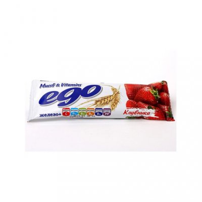 Купить мюсли ego (эго) батончик клубника с железом и витаминами в йогурте, 25г бад в Арзамасе