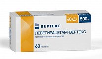 Купить леветирацетам-вертекс, таблетки покрытые пленочной оболочкой 500 мг, 60 шт в Арзамасе