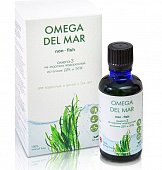 Купить омега-3 омега дель мар (omega dei mar) из морских водорослей, жидкость флакон 50мл бад в Арзамасе