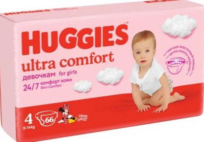 Купить huggies (хаггис) подгузники ультра комфорт для девочек 8-14кг 66 шт в Арзамасе