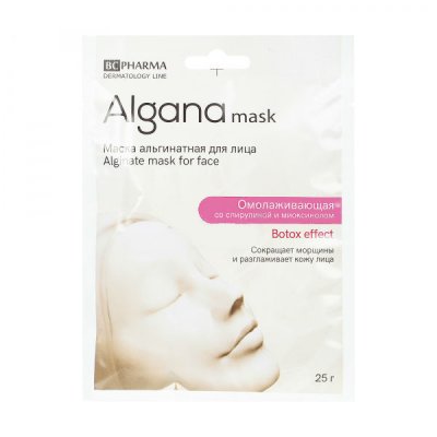 Купить альгана маск (alganamask) маска для лица альгинатная омолаживающая со спирулиной, 1 шт в Арзамасе