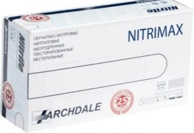 Купить перчатки archdale nitrimax смотровые нитриловые нестерильные неопудренные текстурные размер хs, 100 шт белые в Арзамасе