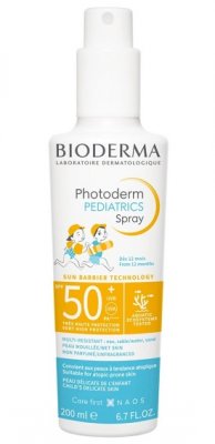 Купить bioderma photoderm рediatrics (биодерма фотодерм) спрей для лица и тела для детей солнцезащитный 200мл, spf50+ в Арзамасе