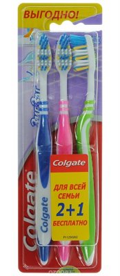 Купить колгейт (colgate) зубная щетка зигзаг средняя, 3 шт в Арзамасе