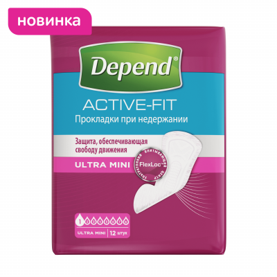 Купить depend active-fit (депенд) прокладки при недержании для женщин ультра мини, 12 шт в Арзамасе
