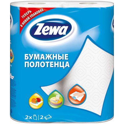 Купить полотенца бумажные zewa (зева) белые двухслойные, 2шт в Арзамасе