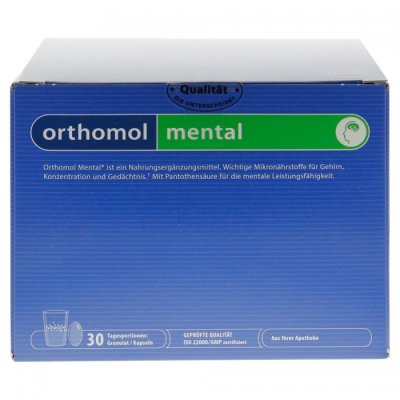Купить orthomol mental (ортомол ментал), саше (порошок+капсулы 3шт), 30шт бад/на 30 дней в Арзамасе