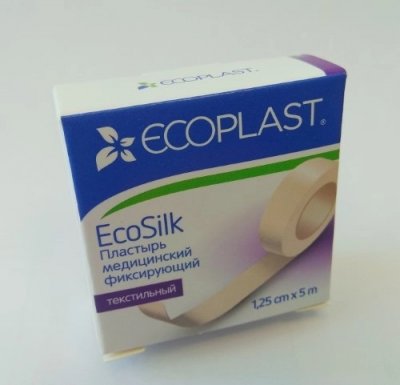Купить ecoplast ecosilk медицинский фиксирующий текстильный 1,25см х 5м в Арзамасе
