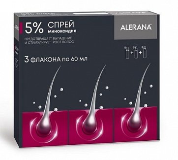 Алерана спрей для наружного применения 5% 60 мл х3шт Алерана спрей для наружного применения 5% 60 мл х3шт