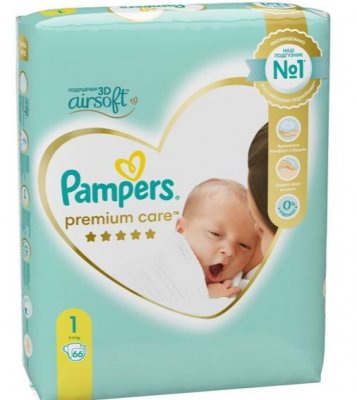 Купить pampers premium care (памперс) подгузники 1 для новорожденных 2-5кг, 66шт в Арзамасе
