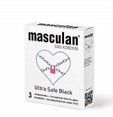 Купить masculan (маскулан) презервативы утолщенные черного цвета black ultra safe 3шт в Арзамасе