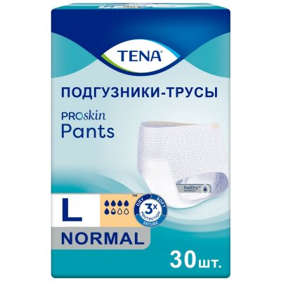 Купить tena proskin pants normal (тена) подгузники-трусы размер l, 30 шт в Арзамасе