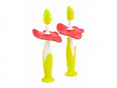 Купить roxy-kids (рокси-кидс) зубная щетка-массажер с ограничителем с 4 месяцев, 2 шт цветочек в Арзамасе