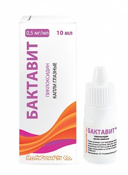 Бактавит, капли глазные 0,5мг/мл, флакон-капельница 5мл Бактавит, капли глазные 0,5мг/мл, флакон-капельница 5мл