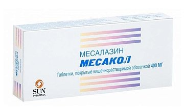 Месакол, таблетки покрытые кишечнорастворимой оболочкой 400мг, 50 шт