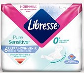 Купить libresse (либресс) прокладки ultra pure sensitive ночные+ 6 шт в Арзамасе