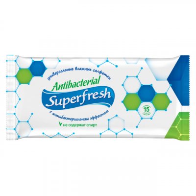 Купить superfresh (суперфреш) салфетки влажные антибактериальные 15шт в Арзамасе