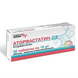 Аторвастатин-СЗ, таблетки, покрытые пленочной оболочкой 10мг, 30 шт