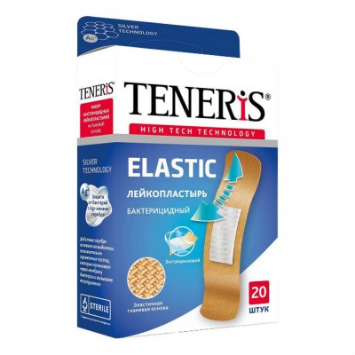Купить пластырь teneris elastic (тенерис) бактерицидный ионы ag тканевая основа, 20 шт в Арзамасе